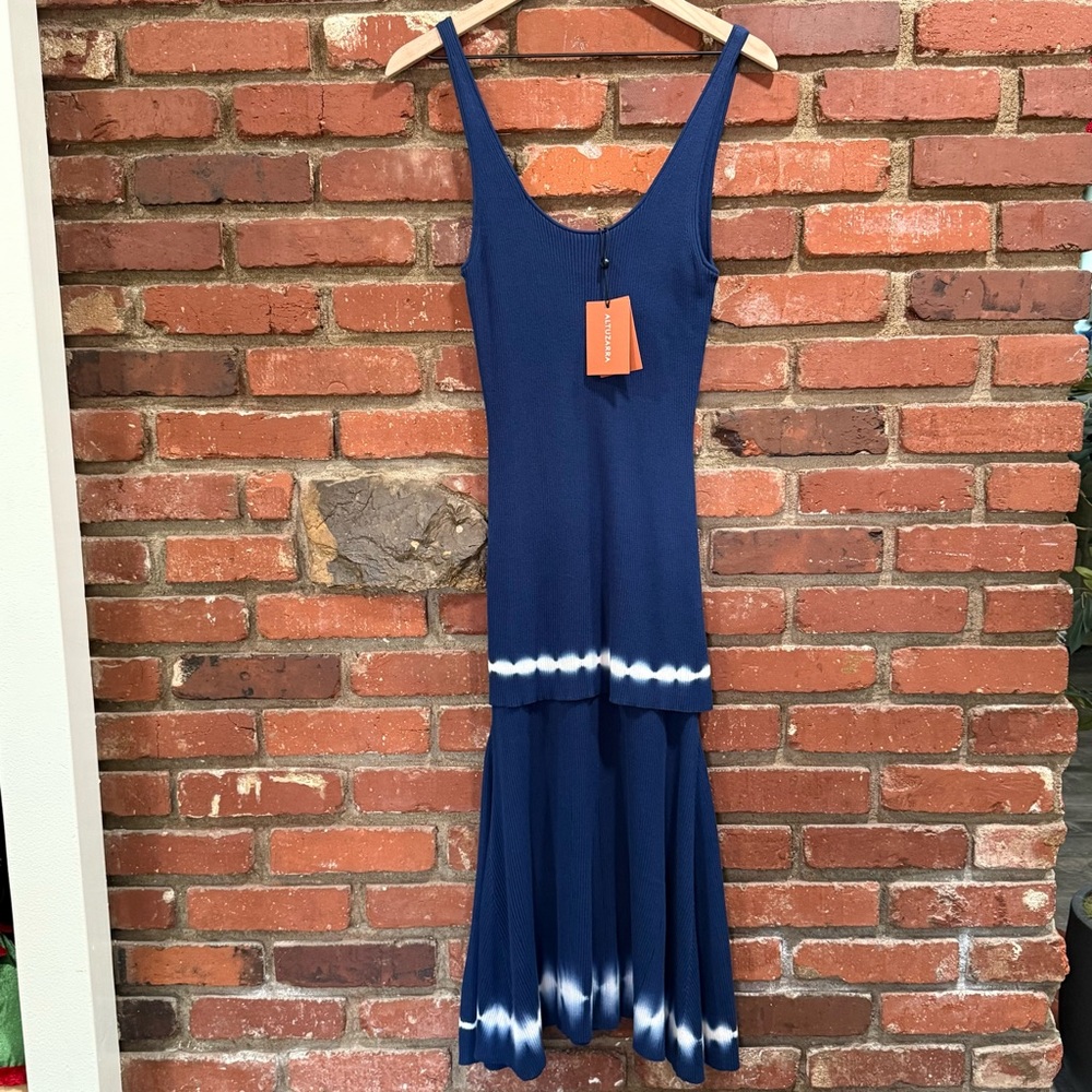 Altuzarra‎ Womens Cotton Tie Dye Sleeveless Layered Accent Maxi Dress Blue XS